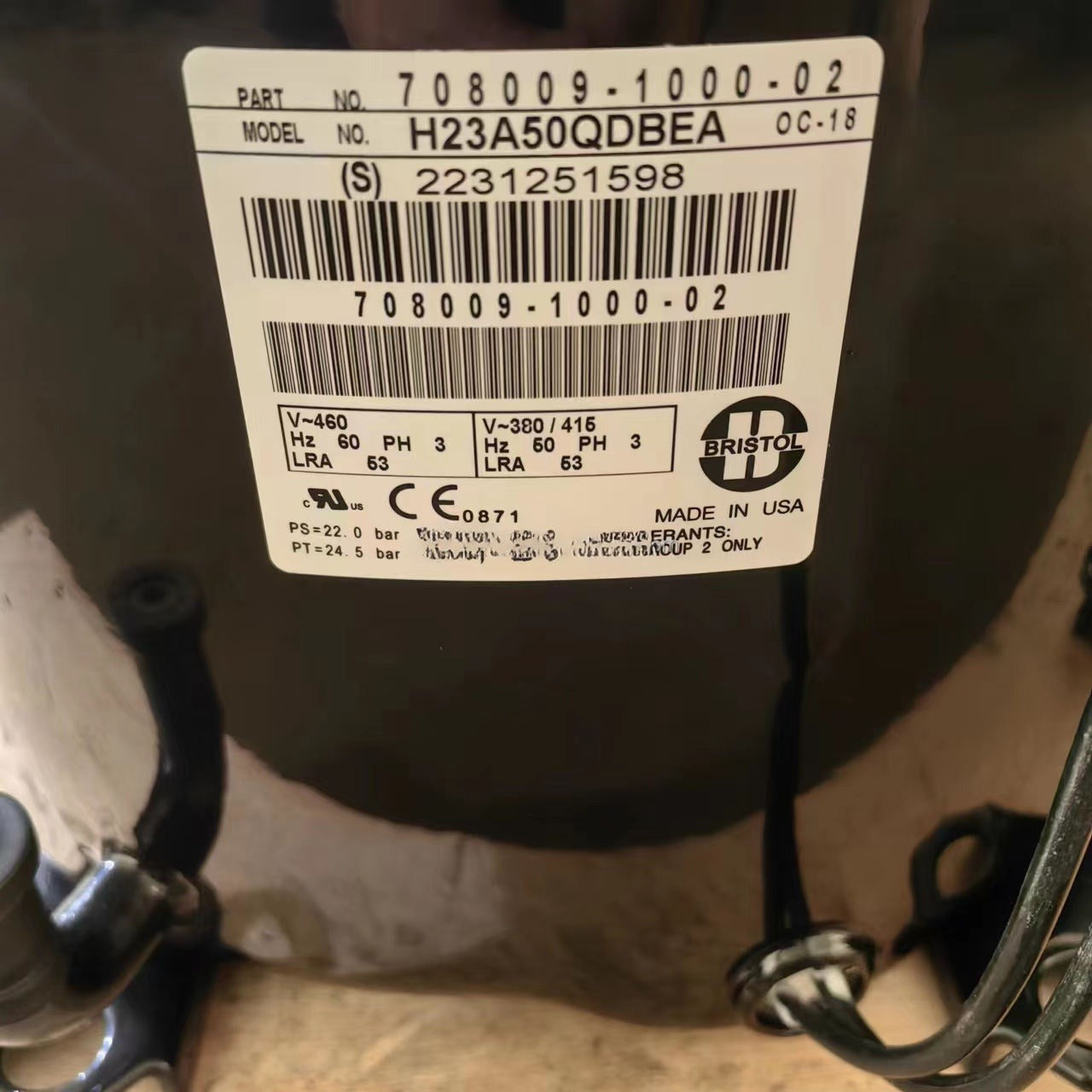 Good Quality H23A50QDBEA Refrigeration Compressor R410A Refrigerant for Cold Storage
