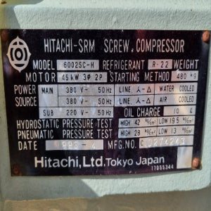 Hitachi 6002 SC-H 60HP Screw Compressor - JX Refrigeration Equipment