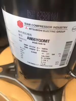 Original New Mitsubishi AN66YQNMT R410A Refrigerant 3-phase 50/60Hz Scroll Compressor for Air Conditioning Refrigeration