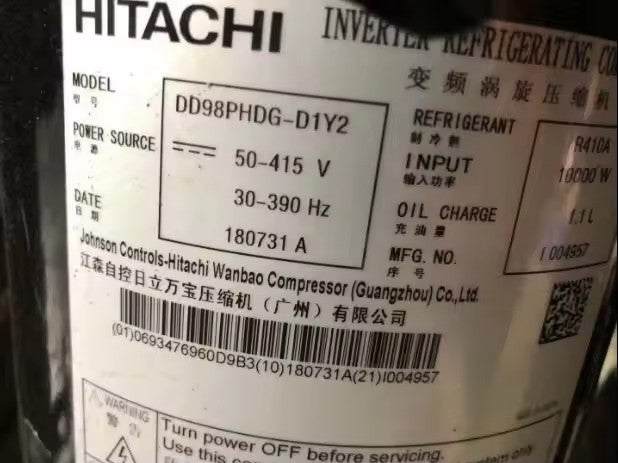 Original New Hita-chi DD98PHDG-D1Y2 DC Inverter Scroll Compressor 50-415V/30-390Hz for Air Conditioning and Heat Pump