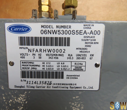 Carrier Carlyle 06NW5300S5EA Screw  Semi-Hermetic Compressor - JX Refrigeration Equipment