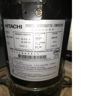 Original New Hita-chi E655DH-65D2YG R410A Inverter Scroll Compressor for Air Conditioning Refrigeration and Heat Pump - JX Refrigeration Equipment