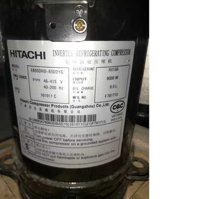 Original New Hita-chi E655DH-65D2YG R410A Inverter Scroll Compressor for Air Conditioning Refrigeration and Heat Pump - JX Refrigeration Equipment