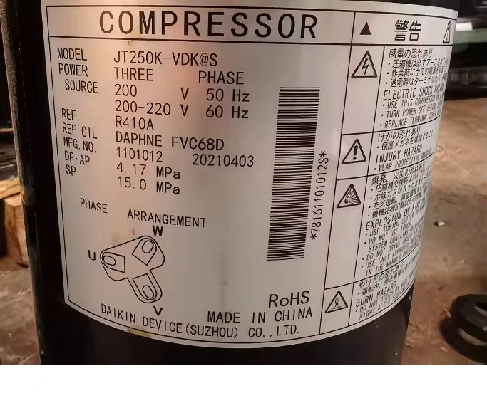 Original High-Quality Dai-kin JT27KGDYR SP R410A 50Hz 60Hz Inverter Scroll Compressor for Central Air Conditioning