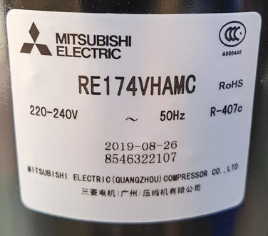 Factory-Direct Mitsubishi RE165VHSMT Hermetic Rotary AC Compressor | COP 3.11, 13.2kg | Residential & Light Commercial AC - JX Refrigeration Equipment