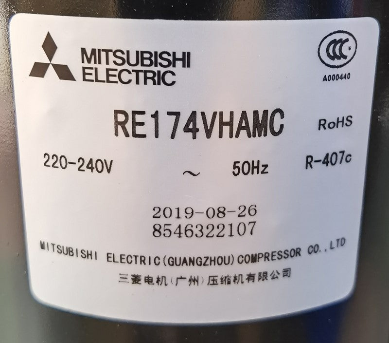 Factory-Direct Mitsubishi RE165VHSMT Hermetic Rotary AC Compressor | COP 3.11, 13.2kg | Residential & Light Commercial AC - JX Refrigeration Equipment