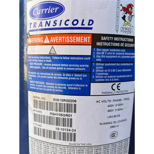 Carrier Transicold RSH105GR01 Scroll Compressor 10HP - JX Refrigeration Equipment