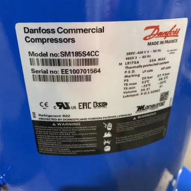 Danfoss Original SZ185S9CC Hermetic Scroll Compressor | SZ185 Series R407C/R134a 60Hz 380V 3-Phase Air Conditioning & Refrigeration Compressor for R410A Systems - JX Refrigeration Equipment