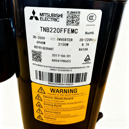 Original New TNB220FLHMT Inverter Rotary Compressor | 7130 W Rated Capacity, 2200 W Input | For Energy-Saving Air Conditioners - JX Refrigeration Equipment