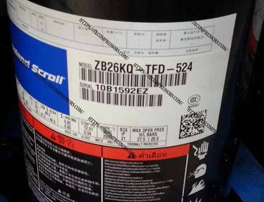ZB26KQE-PFJ-558 ZB26KQ-PFJ-524 ZB26KQE-PFJ-558 High Temp Refrigeration Copeland Scroll Compressor - JX Refrigeration Equipment