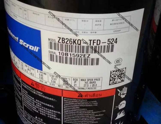 ZB26KQE-PFJ-558 ZB26KQ-PFJ-524 ZB26KQE-PFJ-558 High Temp Refrigeration Copeland Scroll Compressor - JX Refrigeration Equipment