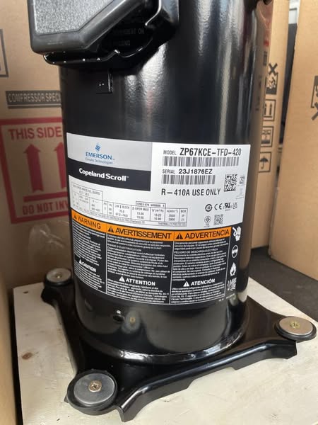 ZP67KCE-TFD Scroll Compressor 67000 BTU High Efficiency R410A 3-Phase HVAC Replacement Compressor