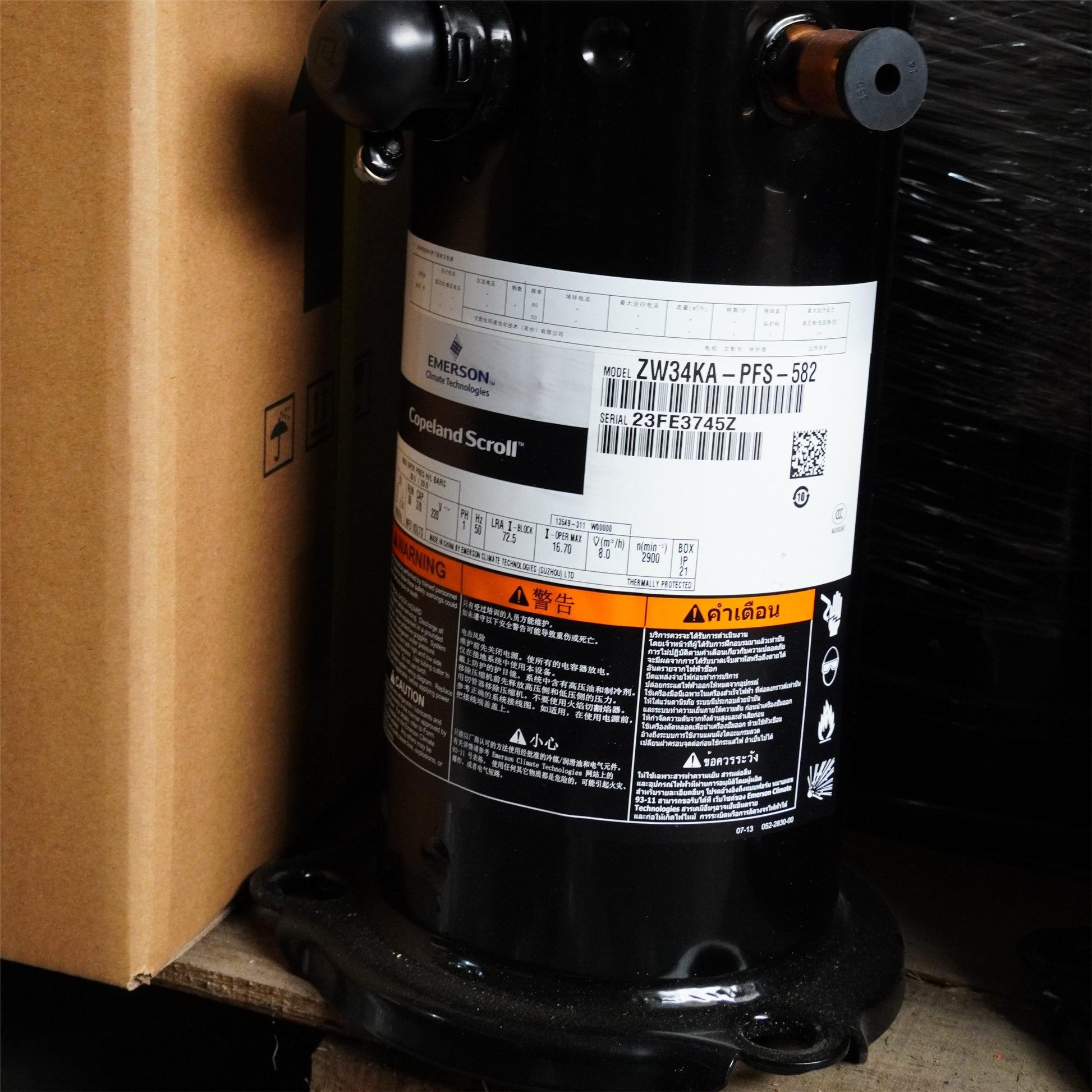 High-efficiency ZW30KSE-PFS scroll compressor 33400 BTU 13.3 EER 50Hz 220V for R407C air conditioning and heat pump systems Ideal for residential HVAC. - JX Refrigeration Equipment